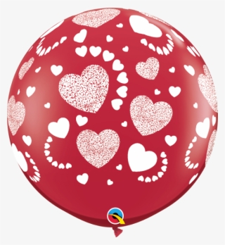 Etched Hearts A Round 3ft - 3' Etched Hearts-a-round Ruby Red (2 Ct.) - Mylar Balloons
