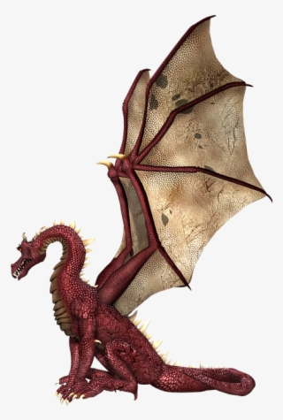 Dragon, Wings, Sitting, Fantasy, Fairytale, 3d, Red - Dragon Sitting Transparent Background