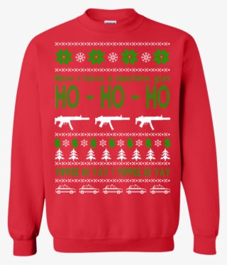 Now I Have A Machine Gun Yippee Ki Yay Christmas Sweater - Sweater Cat Laser Eyes