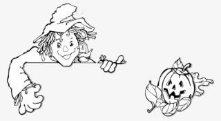 Scarecrow Vector Black And White Banner Freeuse - Halloween Jack-o-lantern Pumpkins Shower Curtain