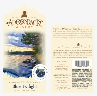 Adirondack Winery Blue Twilight Front Back Label - Wine Label Front And Back