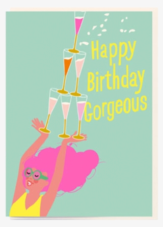 Birthday Funky Quirky Unusual Modern Cool Card Cards - Champagne