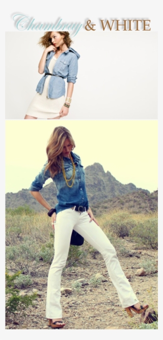 Chambray And White 648×1,354 Pixels White Pants, White - Shirt