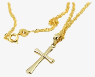 14k Gold Cross On 24" Diamond Rope Chain Italy Unisex - Png Cruz Con Cadena