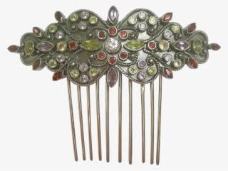 Anglo Indian Hair Comb Silver Multi Stones Hair Accessory - Headpiece