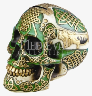 Celtic Lion Skull Savings Bank - Figurine Celtic Lion Skull Bank Hand Painted Resin