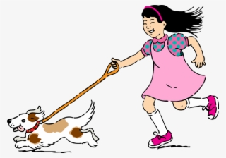 Girl With A Dog Clipart
