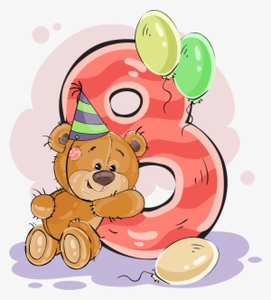 ‿✿ - - 8 - - ✿‿ - Ursinho Com Numero