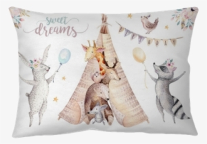 Cute Baby Giraffe, Deer Animal Nursery Mouse And Bear, - Boho Woodland Nursery Animals With Flower Headdress