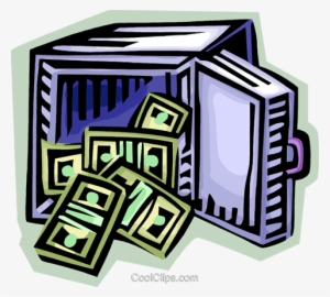Safe Full Of Money Royalty Free Vector Clip Art Illustration - Open Safe With Money