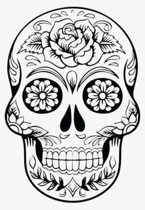 Awesome Of A Sugar Image Black And - Sugar Skull Silhouette Png