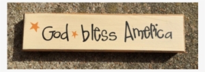Primitive Wood Block 1637gba God Bless America - Label