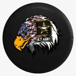 American Eagle Scowling Flag Feathers Military Jeep - Us Army