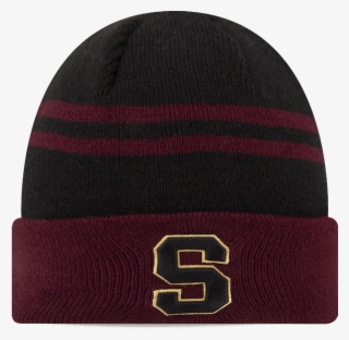 Saprissa Beanie Hat 2 Stripe Cuff Maroon - Black