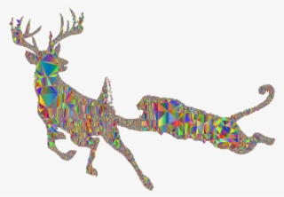 Deer And Mountain Lion Silhouette Mesh Polyprismatic - Lion And Deer Drawing