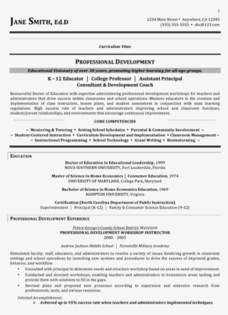 Resume For Computer Teacher - Curriculum Vitae Education
