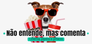 Não Entende, Mas Comenta - Dog Holding Soda And Popcorn Wall Decal Design With