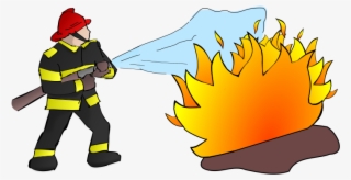 Firefighter With Flames - Firefighter Clipart