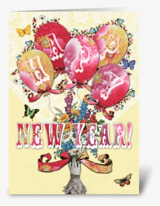 Candy Card Balloons Happy New Year Greeting Card - Greeting Card