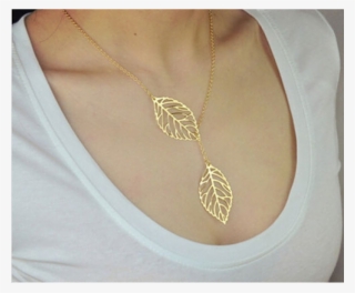 Gold Chain Necklace Png Graphic Download - ガールズジュエリー Performa New Double Leaf Hollow Pendant Gold