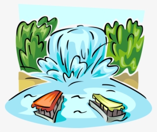 With Tourist Ferry Boats - Waterfall Clip Art