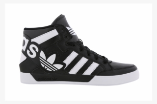 Mens Adidas Hardcourt Hi Big Logo Black Leather Trainers - Adidas Hard Court