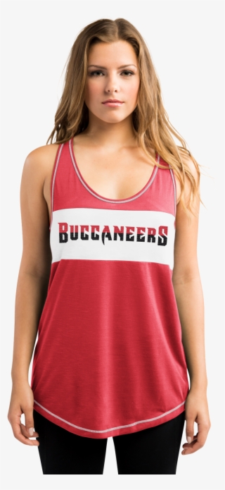 Majestic Buccaneers Women's Red Game Time Glitz Tank - Tampa Bay Buccaneers