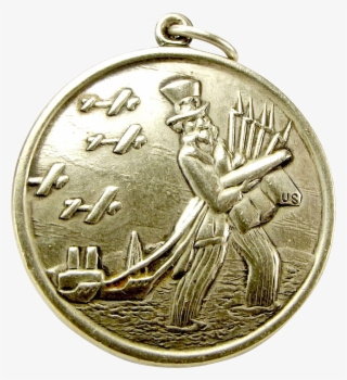 Vintage Us Silver Medal Uncle Sam Fob Pendant - Medal "for Life Saving"