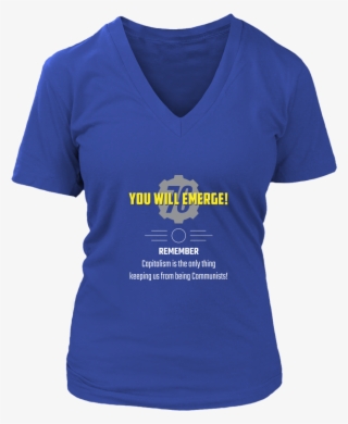 Fallout 76 You Will Emerge Women's V Neck T Shirt Happy - Iceman (ladies) - District Womens V-neck / Royal Blue
