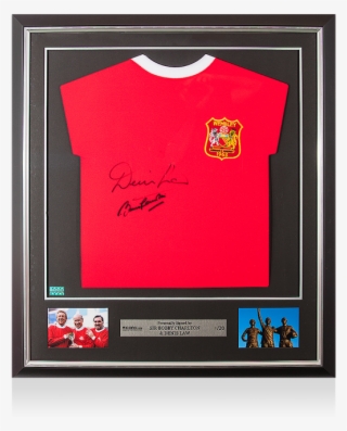 Denis Law & Sir Bobby Charlton Signed And Framed Manchester - Fifa World Cup Belgium Jersey 2018