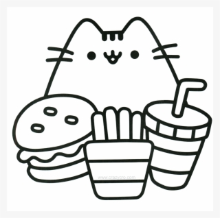 Cat With Food Coloring Page - Mini Pusheen Coloring Book