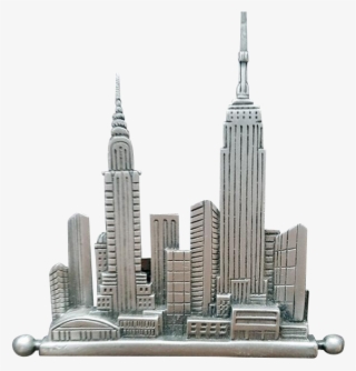 New York City Nyc Skyline Brooch With The Empire State - Tower Block