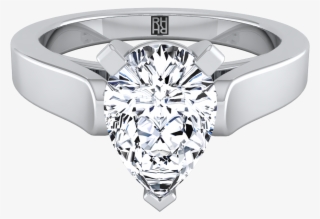 Pear Shape Diamond Solitaire Engagement Ring With Cathedral - Engagement Ring