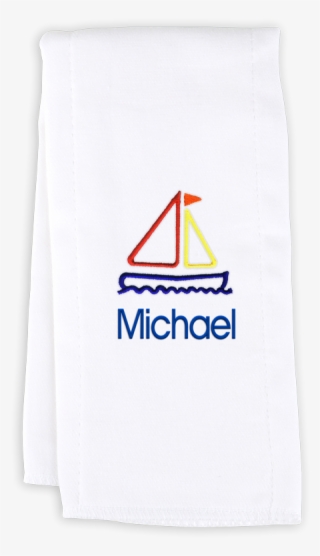 Personalized Burp Cloth With Sailboat - Textile