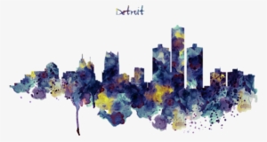 Bleed Area May Not Be Visible - Silhouette Detroit Skyline