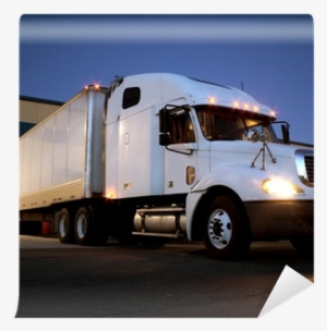 Semi Truck / Tractor Trailer At Dock Night View Wall - Truck