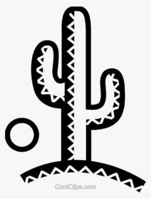 Cactus Royalty Free Vector Clip Art Illustration - Black And White Cactus Clip Art