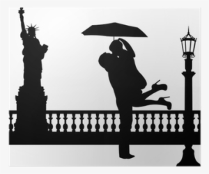 Couple In Love With Umbrella In New York Silhouette - Couple Silhouette Nyc Png