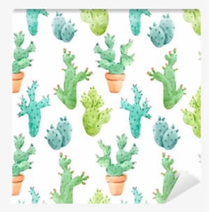 Watercolor Cactus Vector Pattern Wall Mural • Pixers® - Kaktus Tapetti