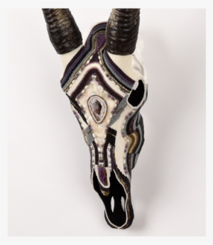 Mohave Pearl Oryx Beaded Animal Skull Side View - Pendant