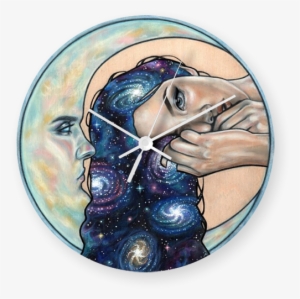 Cristal Hair Art Printed Wall Clock - Dibujos De Mujer Y La Luna