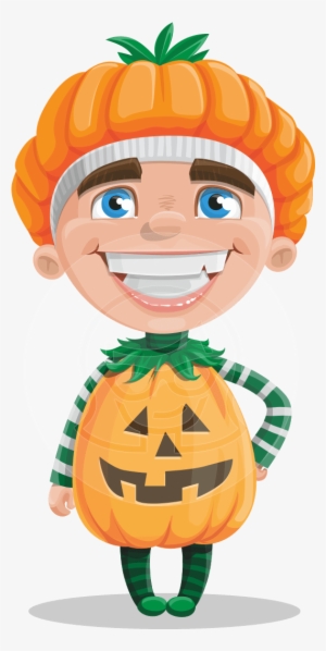 A Cheerful Boy Vector Cartoon, Dressed In A Halloween - Portable Network Graphics
