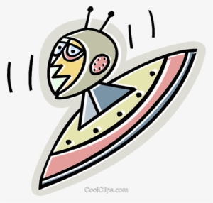 Flying Saucer With Alien Royalty Free Vector Clip Art - Unidentified Flying Object