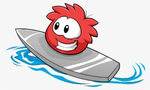 Red Puffle Catchin' Waves2 - Club Penguin Puffle Gif Png