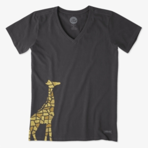Women's Mosaic Giraffe Crusher Vee - Life Is Good