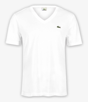 ~lacoste White Pima Vneck Tee - White T Shirt Front And Back Png