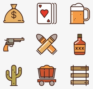 Wild West 50 Icons - Hand Drawn Color Png