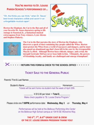 Completed Order Form Soon, As The Best Seats In The - Seussical Jr. - Choir Sheet Music