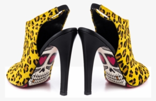 Women's Yellow Leopard Print Shoes Sling Black Stiletto - Taylorsays Paige Leopard Peep Toe Slingback Pumps