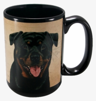 Rottweiler Gifts Drinking Mug For Dog Lovers - Faithful Friends Rottweiler Dog Breed Coffee Mug, Black